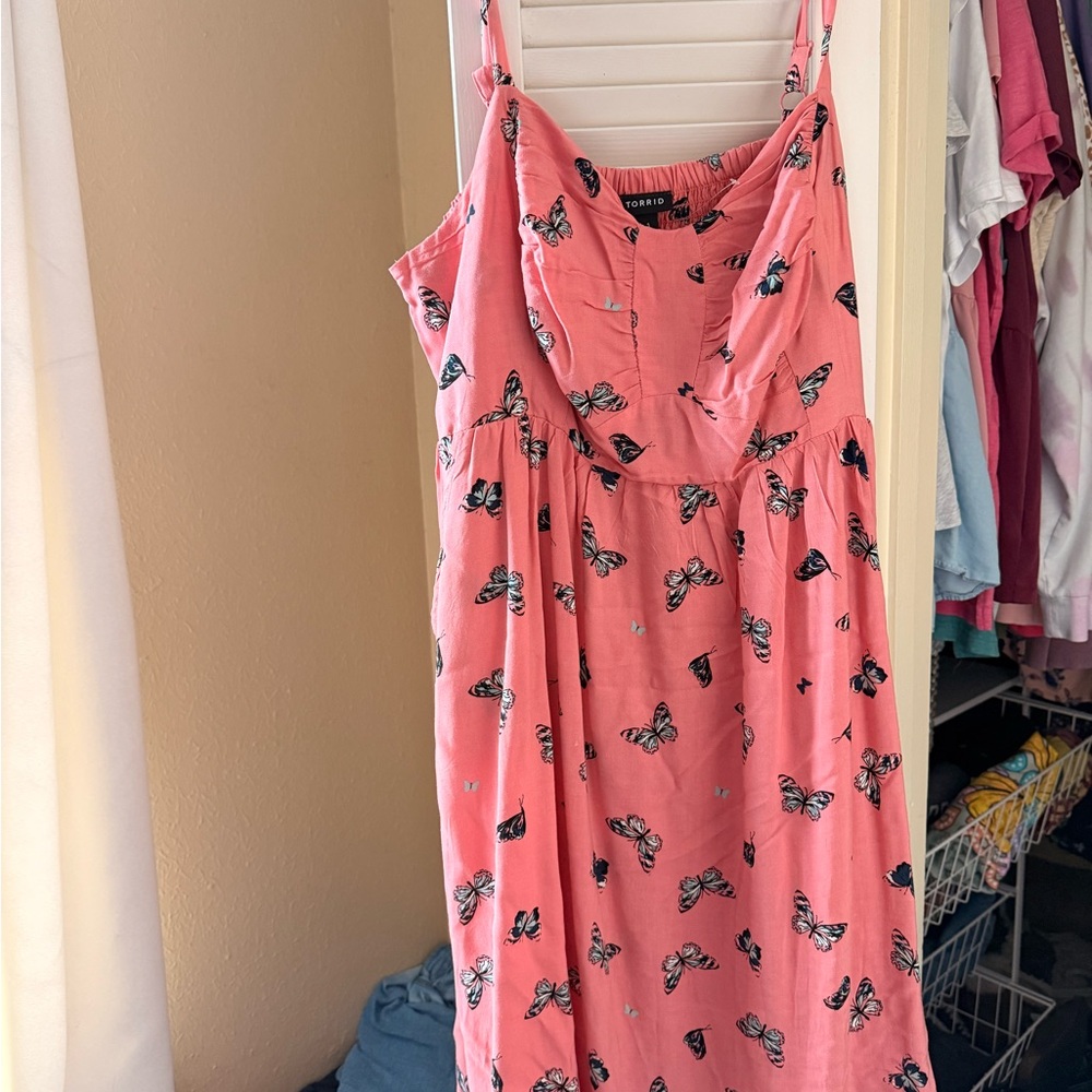 Torrid Coral Butterfly Print Dress